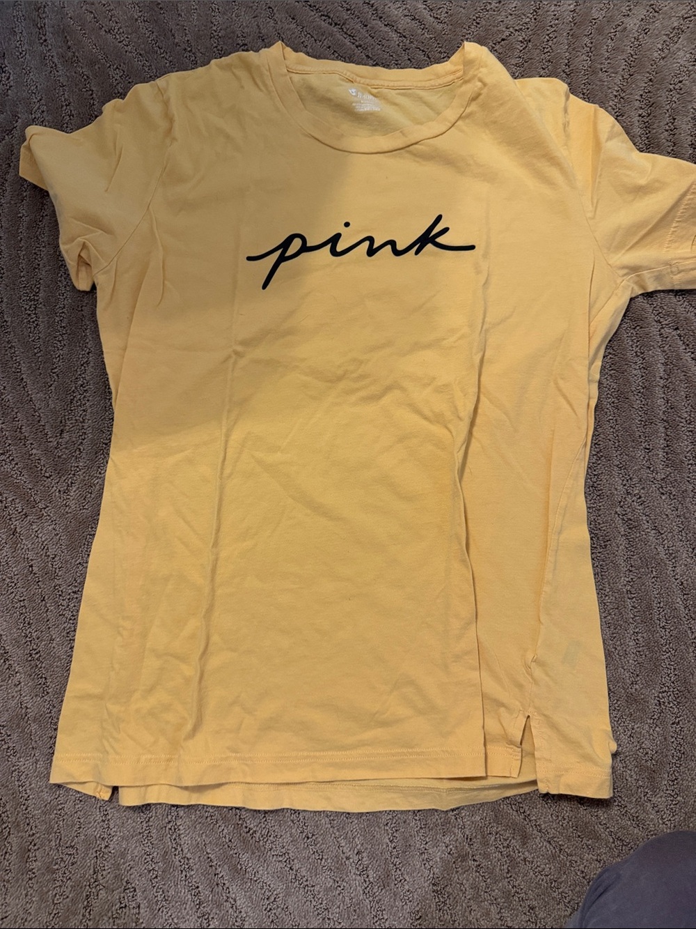 PINK Victoria's Secret Yellow Logo Short Sleeve Tee